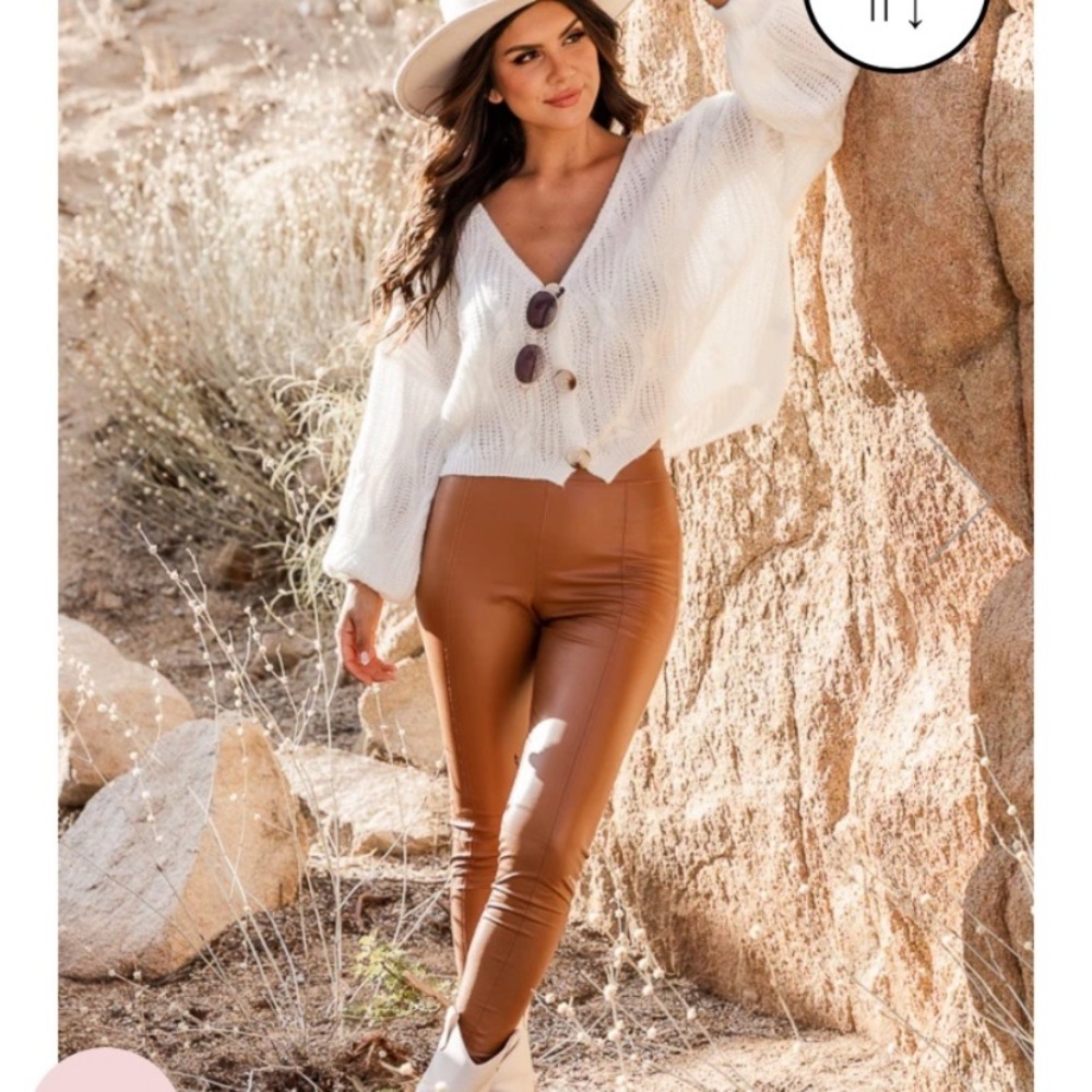XS Brown Faux Leggings